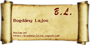 Bogdány Lajos névjegykártya